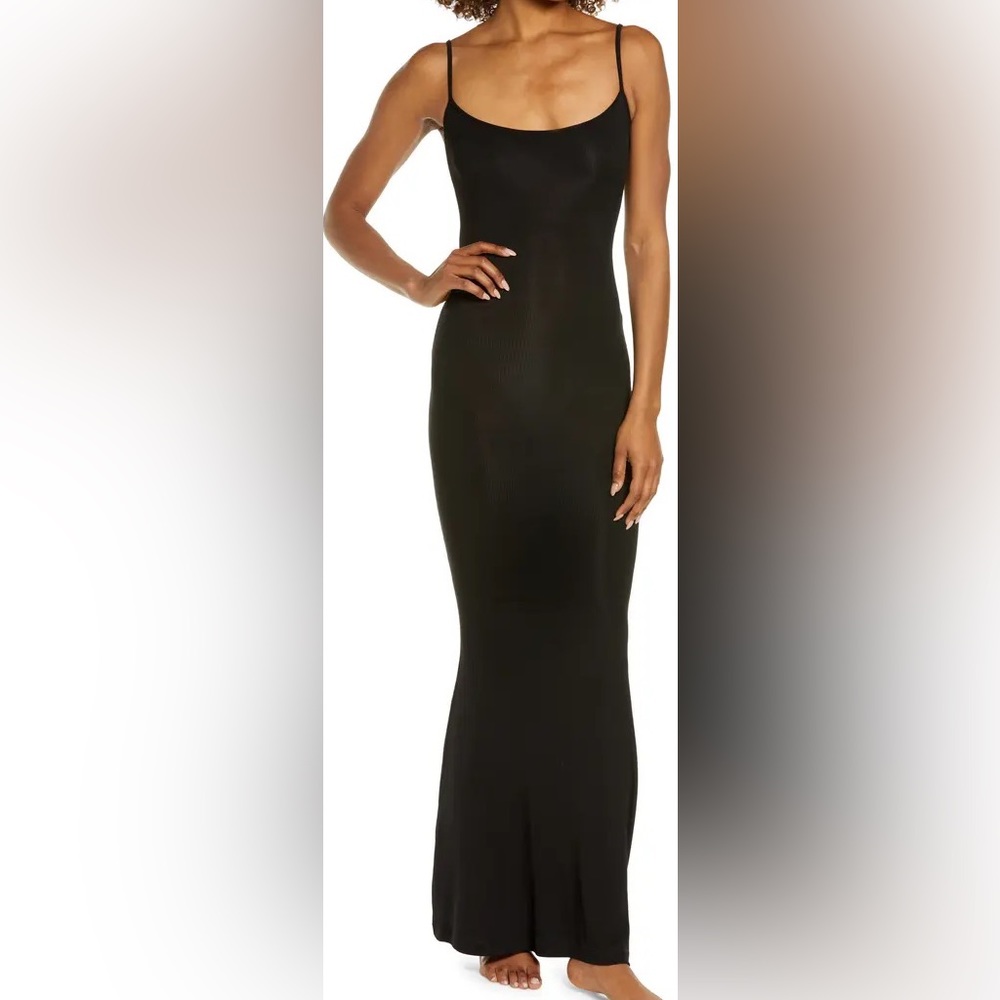 SKIMS Soft Lounge Long Slipdress Maxi Dress: Size Medium | Color: Onyx NWT.